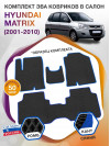 Коврики ЭВА в салон Hyundai Matrix I 2001 - 2010, черный-синий кант