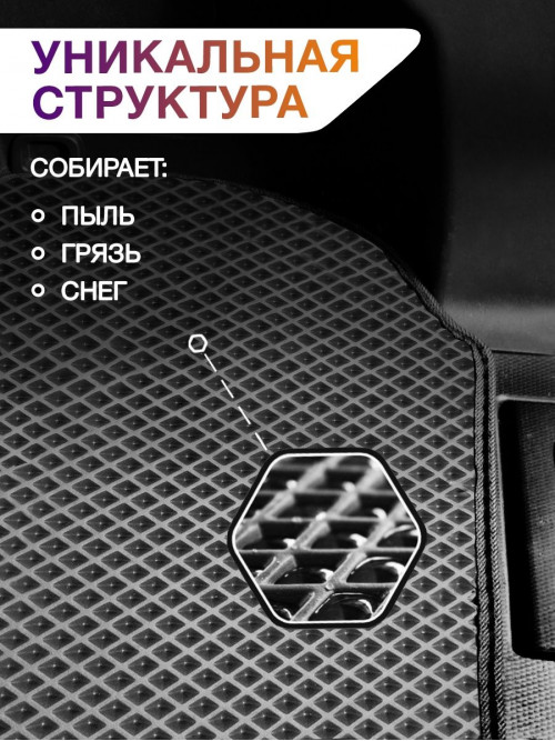 Коврик ЭВА в багажник Infiniti QX56 II 2010-2013, черный-черный кант