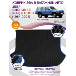 Коврик ЭВА в багажник Jeep Cherokee II(XJ) 5 Door 1984-2001, черный-синий кант